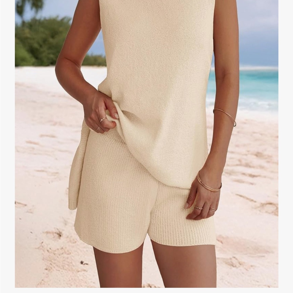 Women's Tangerine Knit 2pc Shorts set - Lightweight Summer Staple - Picture 12 of 14